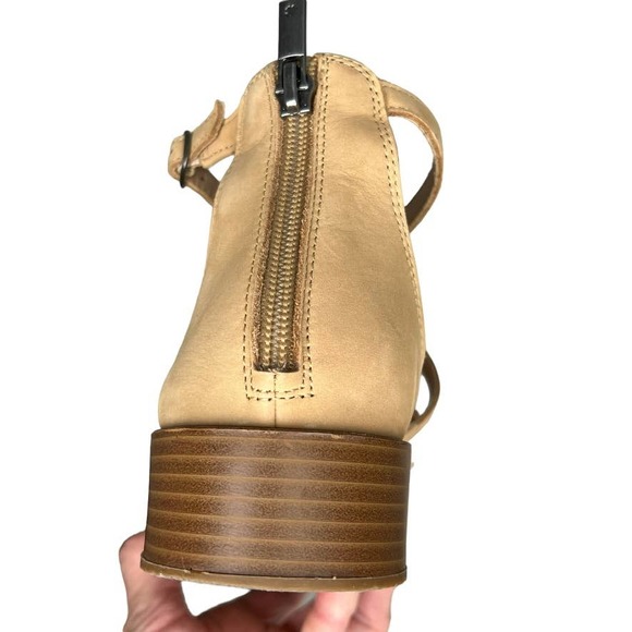 Lucky Brand Women’s “Ellian” Tan Leather Wedge  Sandals with Zippered Heel 8.5 - Picture 9 of 9